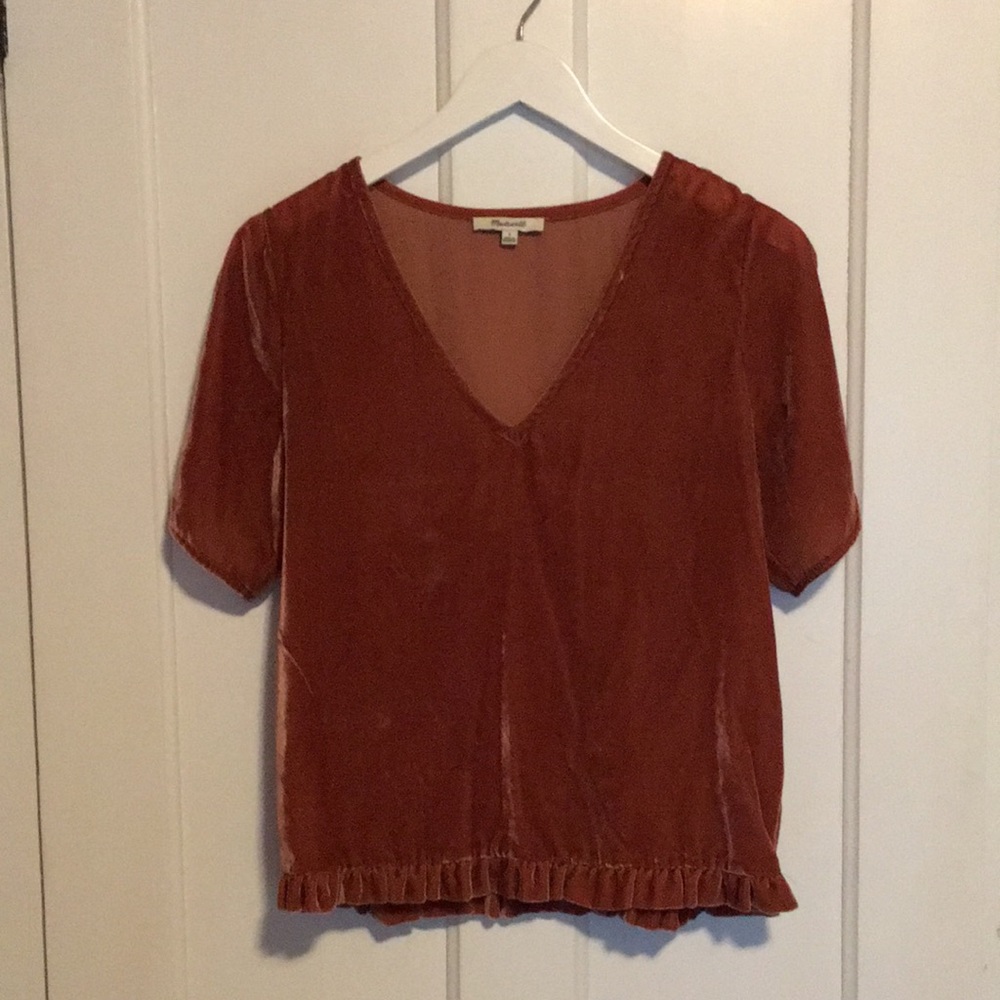 Madewell Short Sleeved Velvet Top